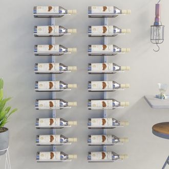 vidaXL Vidaxl - Botellero De Pared Para 9 Botellas 2 Unidades Hierro Blanco