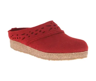 Haflinger Womens Lacey Classic Boiled Wool Clog In Chili