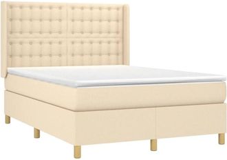 vidaXL Vidaxl - Cama Box Spring Con Colch&oacute;n Tela Color Crema 140x200 Cm