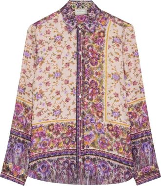 Pierre-Louis Mascia Overhemden, Dames, Veelkleurig, L, Zijden Longsleeve Shirt met Exquise Patronen