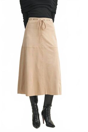 Mustard Seed Drawstring Suede A Line Skirt In Beige