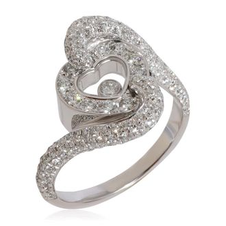 Chopard Pre-Owned Chopard Happy Diamond Heart Ring in 18k White Gold 0.86 CTW