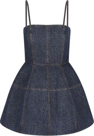 Fendi FF Bustier-jurk - Dames - Jurken - Blauw - Maat: S Zijde