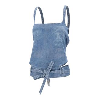 Diesel De-Sayra Top - Dames - Tops zonder mouwen - Blauw - L - Katoen - Tops
