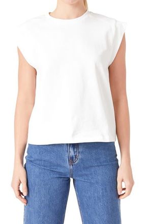 English Factory Cap Sleeve Jersey T-Shirt in White at Nordstrom, Size Medium