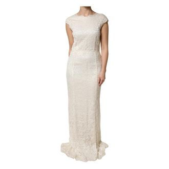 Dolce & Gabbana Lace Viscose Sheath Long Gown Dress - female - Dolce & Gabbana - Gowns - White - L - Dresses