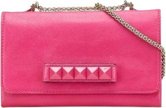 Valentino Pre-owned Clutches, female, Pink, Size: ONE SIZE Pre-owned Leather Shoulder Bag