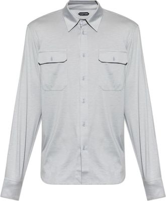 Tom Ford Zijden Katoen Blend Shirt - Heren - Casual Overhemden - Grijs - L - Katoen - Overhemden