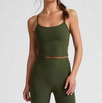 Beyond Yoga Spacedye Slim Racerback Cropped Tank Top In Army Green