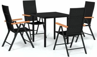 vidaXL 5 Piece Garden Dining Set Black Vidaxl