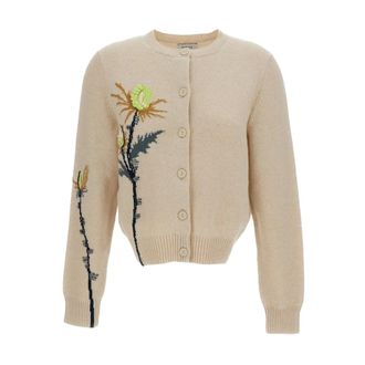 Barrie Truien & Vesten, Dames, Beige, S, Kasjmier, Thistle Motif Kasjmier Vest