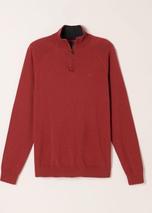 Fat Face FatFace Rye Red Half Neck Knitted Jumper