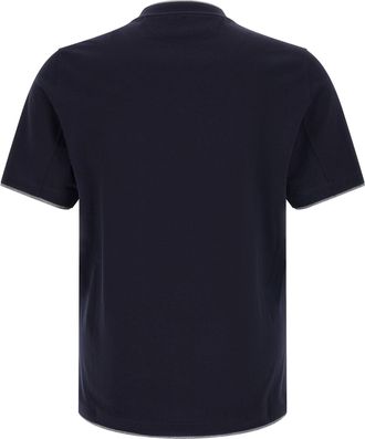 Brunello Cucinelli Mens Blue Cotton T-Shirt