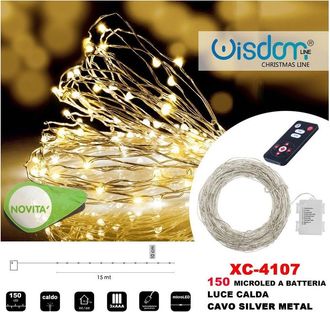Trade Shop Trade Shop - Catena Luminosa 150 Microled A Batteria Cavo Silver Metal Luce Calda Xc-4107
