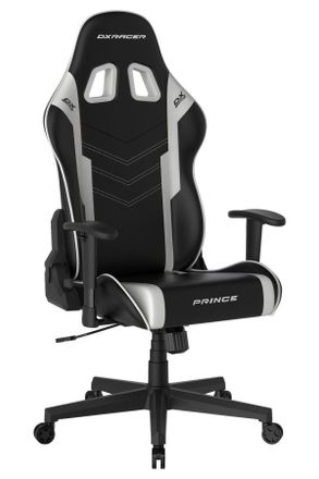 DXRacer Gamingstuhl, Schwarz, Wei&szlig;, Kunststoff, Textil, Drehkreuz, 67x126x67 cm, Wippmechanik mit H&auml;rtegradeinstellung, Sitzfl&auml;che 360&deg; drehbar, Nackenkissen 