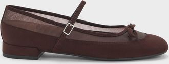 Charles & Keith Mulligan Faux Suede & Mesh Mary Janes