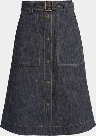 Moncler Belted Denim Utility Skirt
