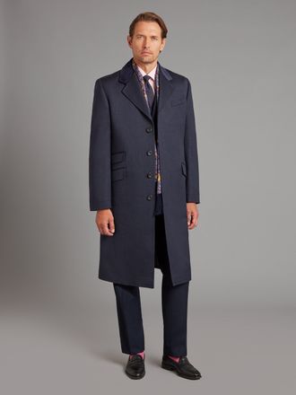 Oliver Brown Covert Coat, Velvet Collar - Navy