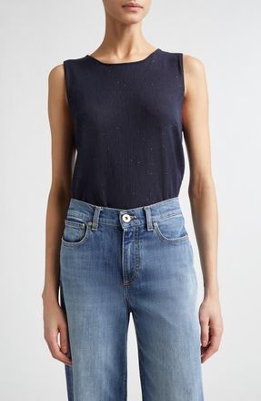 Eleventy Sequin Embellished Silk & Cotton Sweater Vest in 11N New Blue at Nordstrom, Size Xx-Large