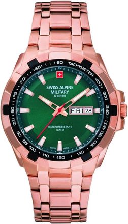 Swiss Alpine Military Heren Armband Horloge Star Fighter 41 mm Armband Roestvrij Staal 7043.1164 - Heren - Horloges - Roze - ONE Size - Accessoires