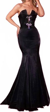 Portia & Scarlett Bow-Detailed Strapless Prom Gown In Black