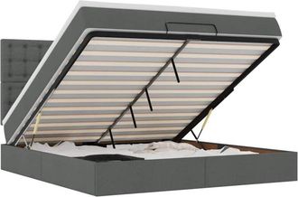 vidaXL Vidaxl - Estructura Cama Otomana Colch&oacute;n Tela Gris Oscuro 160x200 Cm