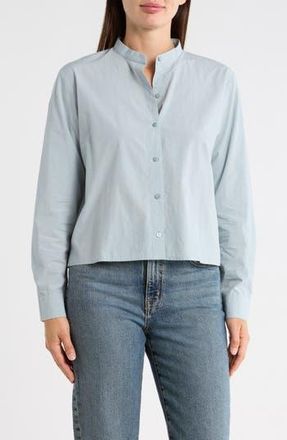 Eileen Fisher Mandarin Collar Button Up Shirt in Frost at Nordstrom Rack, Size X-Large