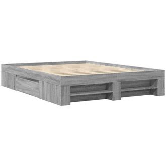 vidaXL Bed Frame without Mattress Grey Sonoma 160x200 cm Engineered Wood Vidaxl
