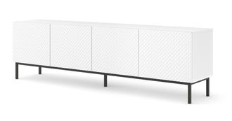 AC-D&eacute;co Mobile Ravenna C Diamond Mdf Hg Porta Tv 4d 200 Bianco Opaco Lucido Telaio Nero