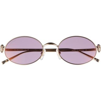 Cartier 52mm Oval Gradient Sunglasses in Gold/Violent Lens at Nordstrom