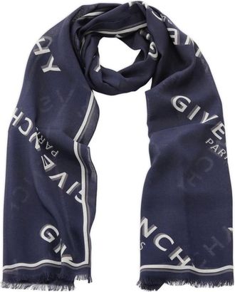 Givenchy Accessoires, Dames, Blauw, ONE Size, Wol, Wol & Zijde Sjaal