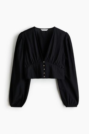 H&M Bluse mit V-Ausschnitt - Schwarz