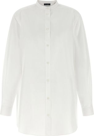 Dolce & Gabbana Cotton Poplin with Patterned Silk Scarf Shirt - White