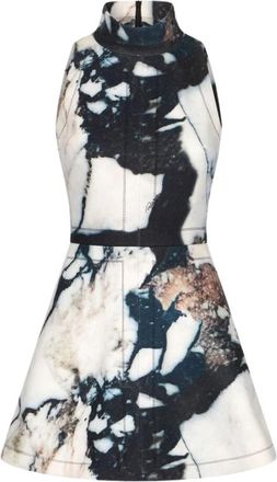 Roberto Cavalli Marble Print Halternek Flare Mini Jurk - Dames - Korte kleedjes - Veelkleurig - S - Kleedjes