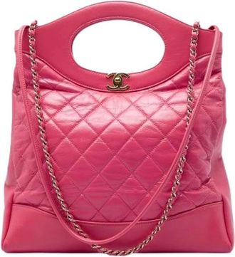 Chanel Pre-owned Quilted Satchel - Dames - Vintage Shopper - Roze - ONE Size - Leer - Vintage