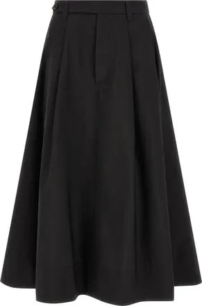 Brunello Cucinelli Black Cotton Midi Womens Skirt