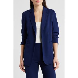 Anne Klein Scrunch Sleeve Open Front Jacket in Distant Mountain at Nordstrom, Size X-Large