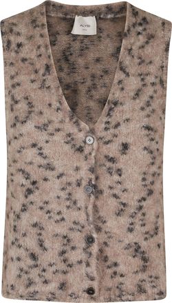 Alysi Brown Sprinkle Knit V-Neck Virgin Wool-Blend Vest