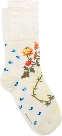 Simone Rocha Creeping Flower Jacquard Ankle Socks in Creeping/Cream at Nordstrom