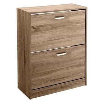 Trade Shop Trade Shop - Scarpiera Bassa 2 Ante Doppia A Ribalta Salvaspazio Slim Noce 81x63x24cm 827624
