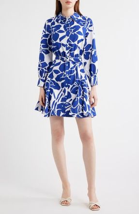 CeCe by Cynthia Steffe Belted Long Sleeve Cotton Shirtdress in White at Nordstrom, Size X-Small