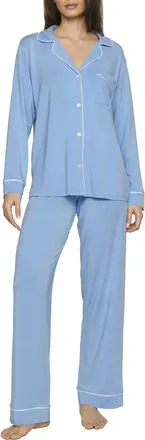 Eberjey Gisele Long Pajamas in Summer Blue/white at Nordstrom, Size Xx-Large