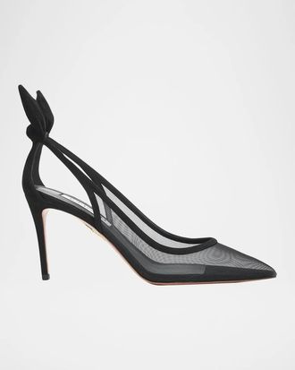 Aquazzura 85mm Bow Tie Mesh Pumps