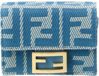 Fendi Fendi Baguette Ff Micro Trifold Jacquard & Leather Wallet
