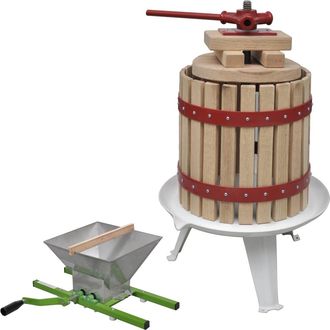 vidaXL Conjunto De Prensa Y Trituradora De Frutas Y Vinos 2 Piezas Vidaxl