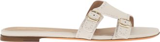 Santoni Flache Santoni-Ledersandalen mit doppelten Schnallenriemen