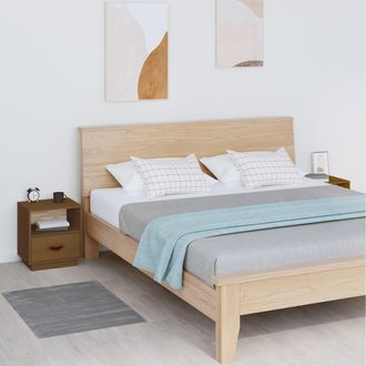 vidaXL Vidaxl - Mesitas De Noche 2 Uds Madera De Pino Marr&oacute;n Miel 40x34x45 Cm