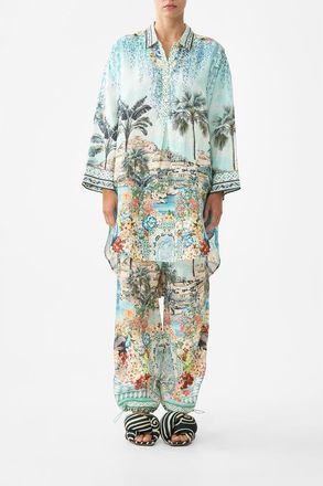 Camilla Relaxed High Low Shirt Dress in Balearic Beb&eacute; at Nordstrom, Size X-Small