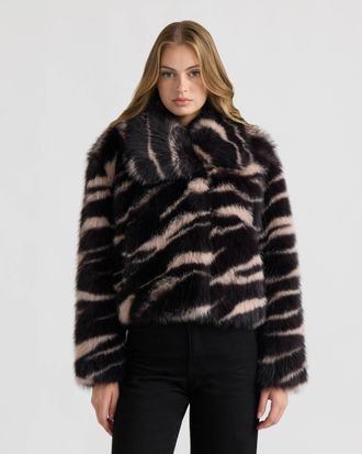 NVLT Womens Long Hair Faux Fur Jacket