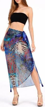 Ranee&rsquo;s Animal Print Long Sarong in Blue at Nordstrom Rack
